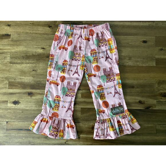 Matilda Jane Secret Fields Vault Bon Vivant Woven Pink Ruffles Paris Pants 2 - Picture 2 of 6